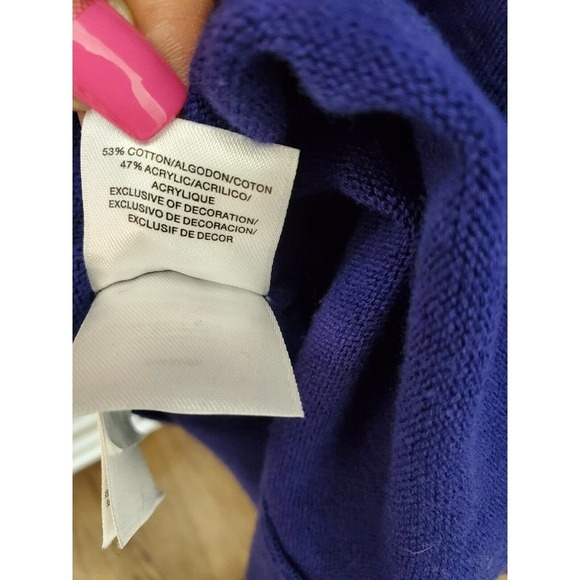 Nine West Women's Solid Blue Cotton Round Neck Long Sleeve Knee Length Dress M - Picture 10 of 11